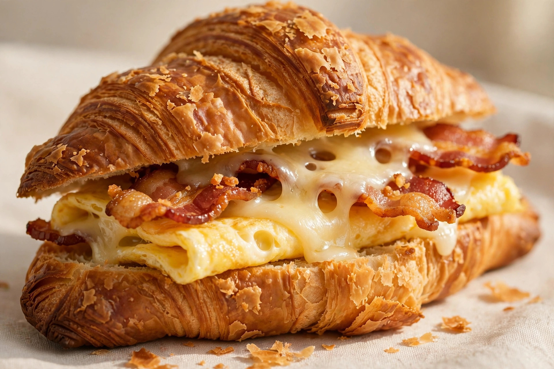 bacon egg swiss croissant